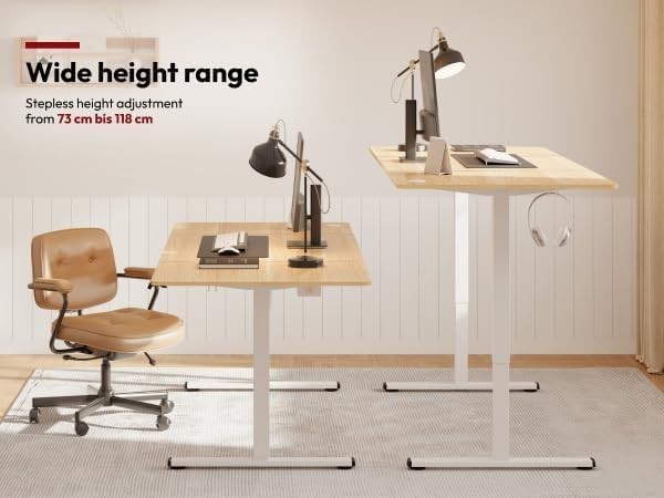 White Electric Standing Desk 110x60cm with Memory Control for Home Office