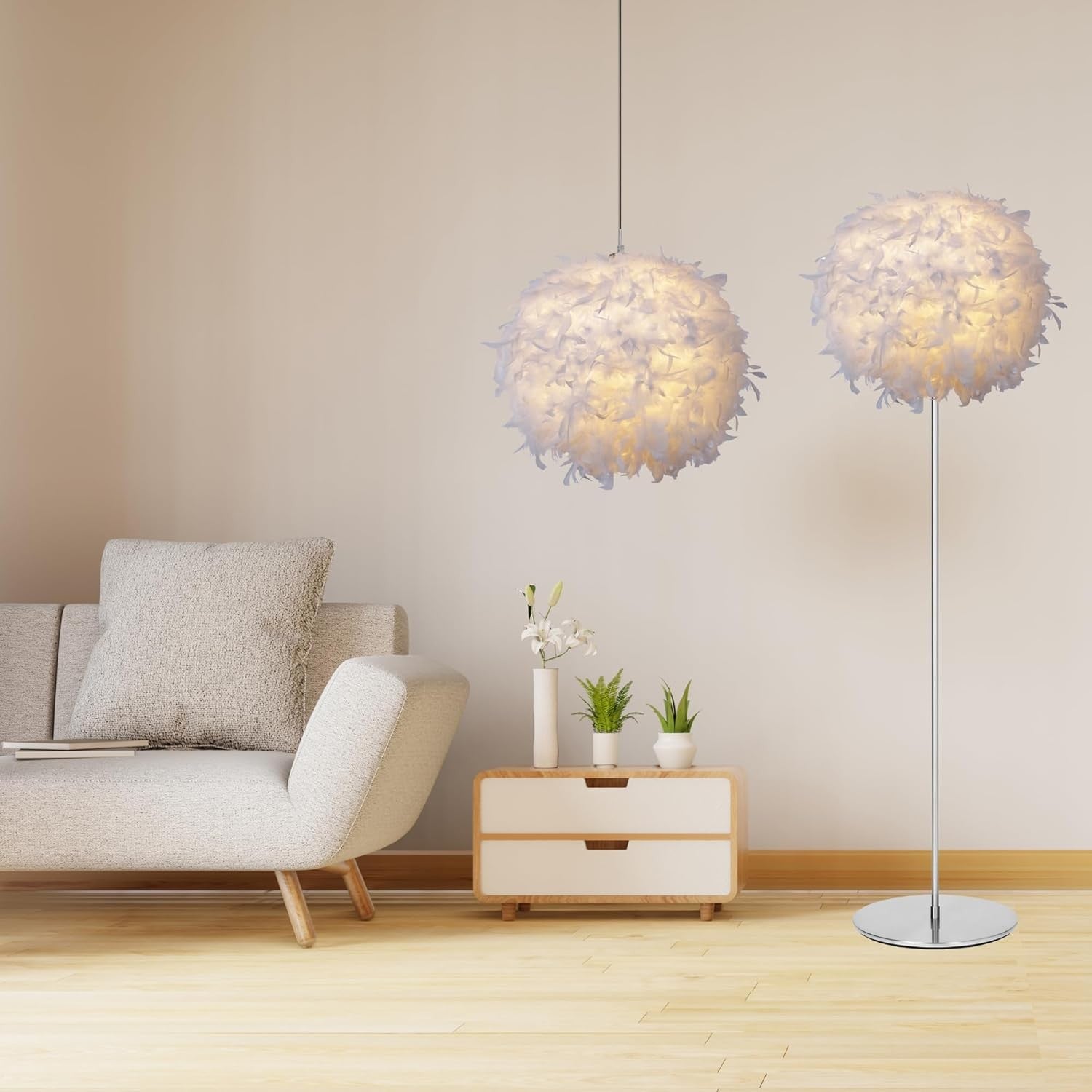 40cm White Feather Lampshade Ceiling Pendant Soft Luxury Light Shade