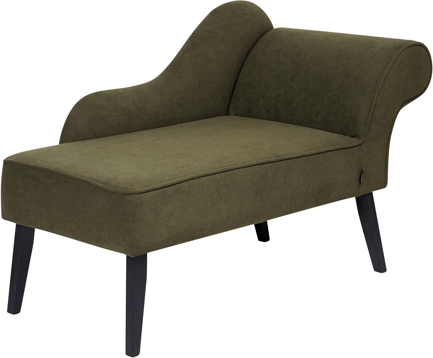 Vintage Right Hand Olive Green Fabric Chaise Lounge Retro Soft Upholstery