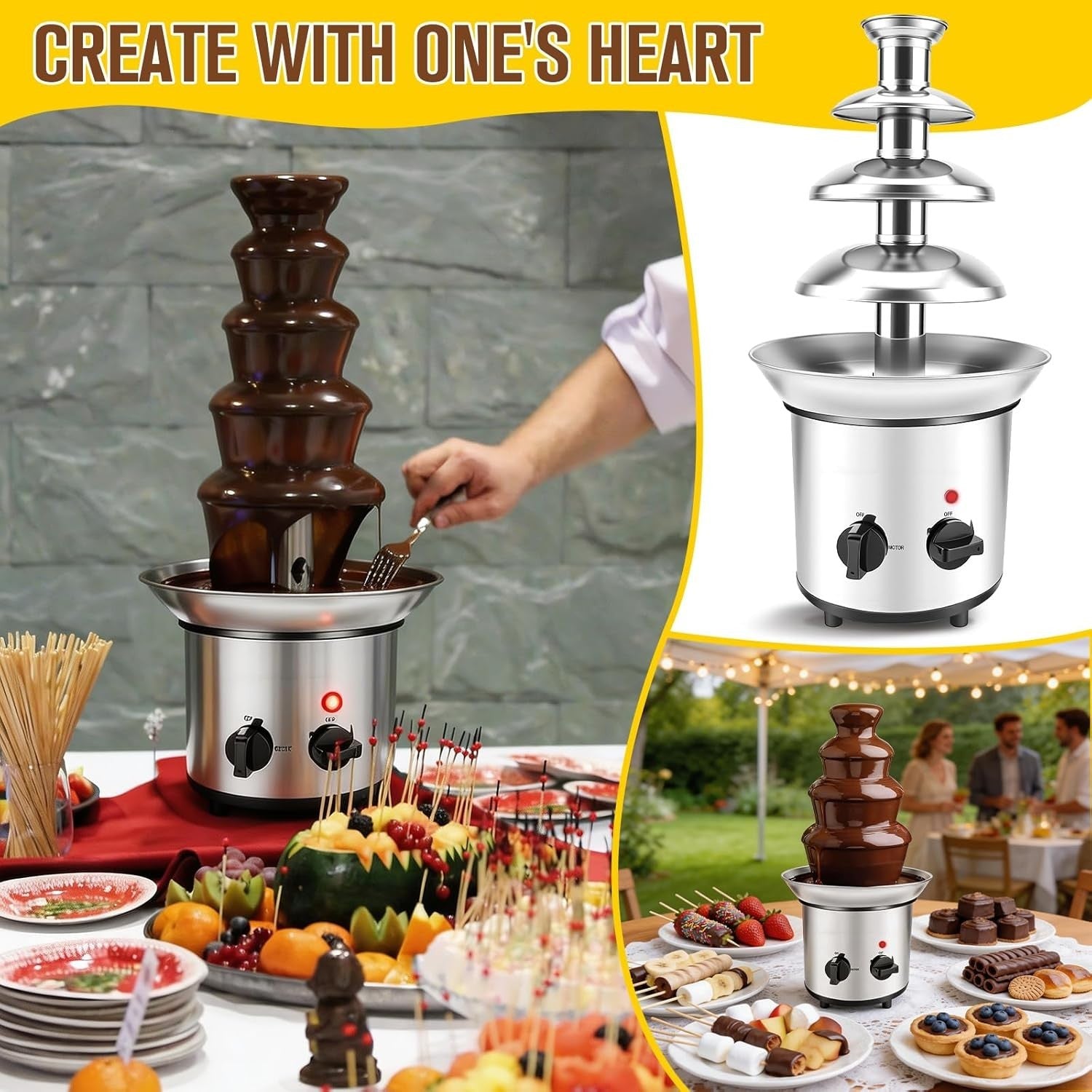 4 Tier Chocolate Fountain Machine Electric Fondue Melter Party 220V
