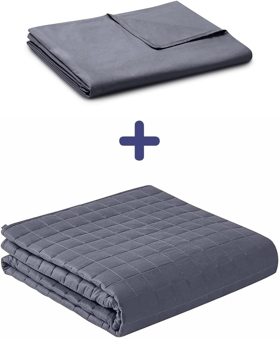 Dark Grey Weighted Blanket 11kg 203x220cm Cotton with Duvet Cover