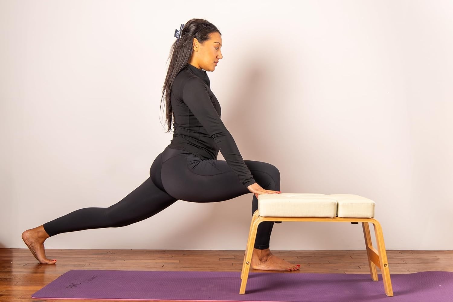 Wooden Headstand Yoga Bench Inversion Stool Strength Training Support