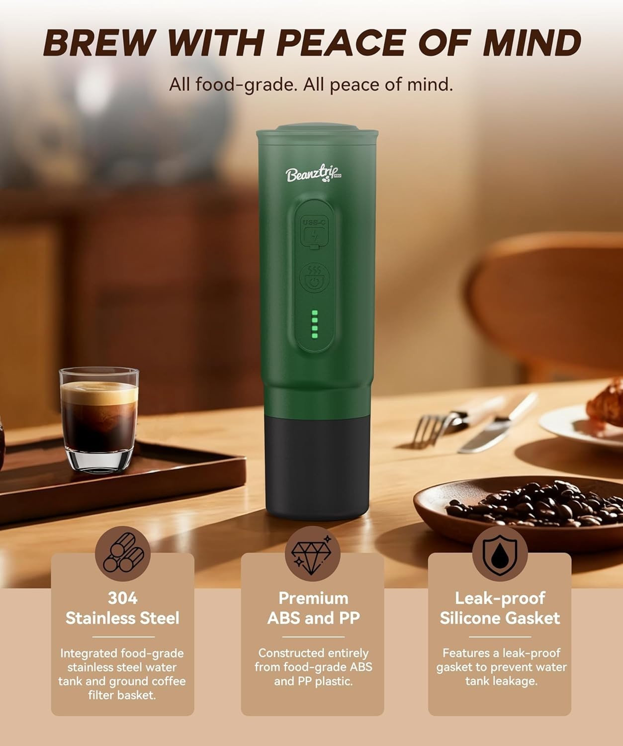 20-Bar Portable Espresso Maker | Mini Travel Coffee Machine | USB Rechargeable