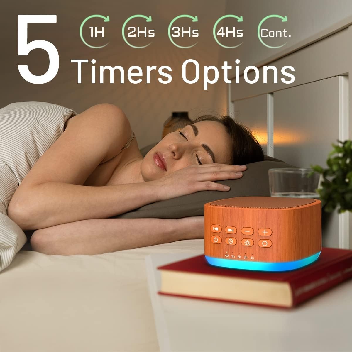 White Noise Machine 25 Soothing Sounds 10-Color Night Light Timer