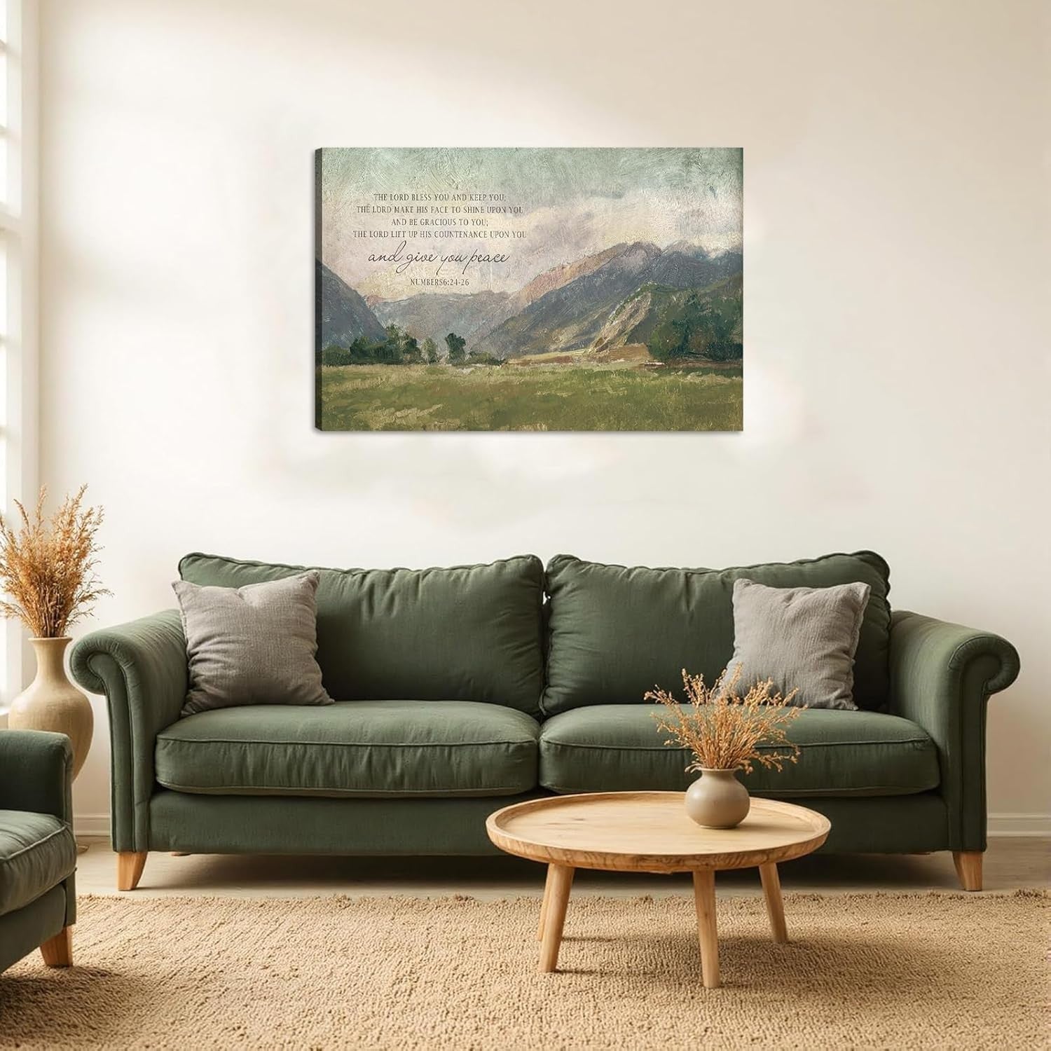 Christian Bible Verse Wall Art Canvas Framed Mountain Landscape Decor 59x39cm