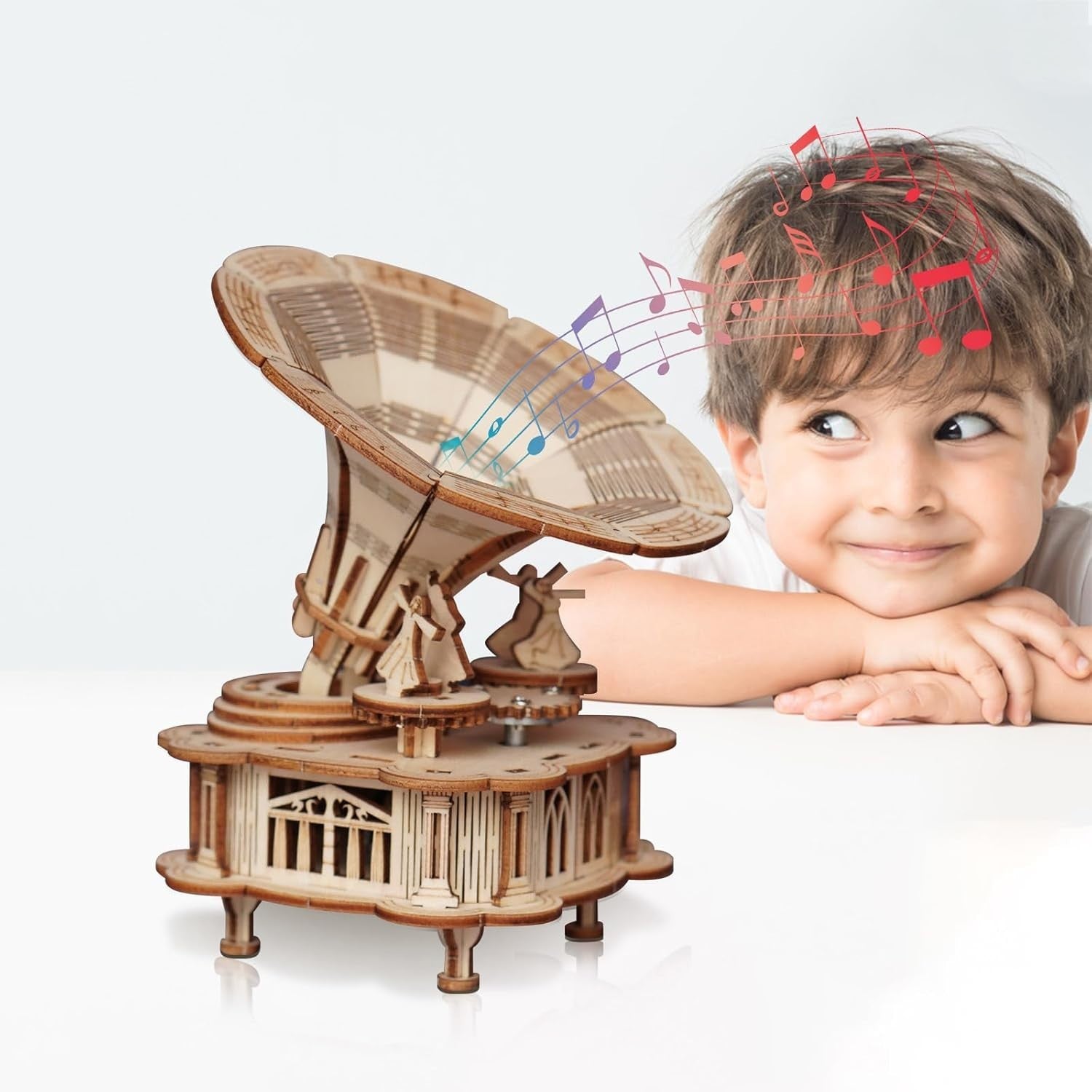 3D Wooden Gramophone Puzzle Music Box Model Kit DIY Craft, Fun & Gift