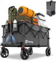 Grey 200L Heavy Duty Folding Wagon 330lbs All-Terrain Festival Camping Cart