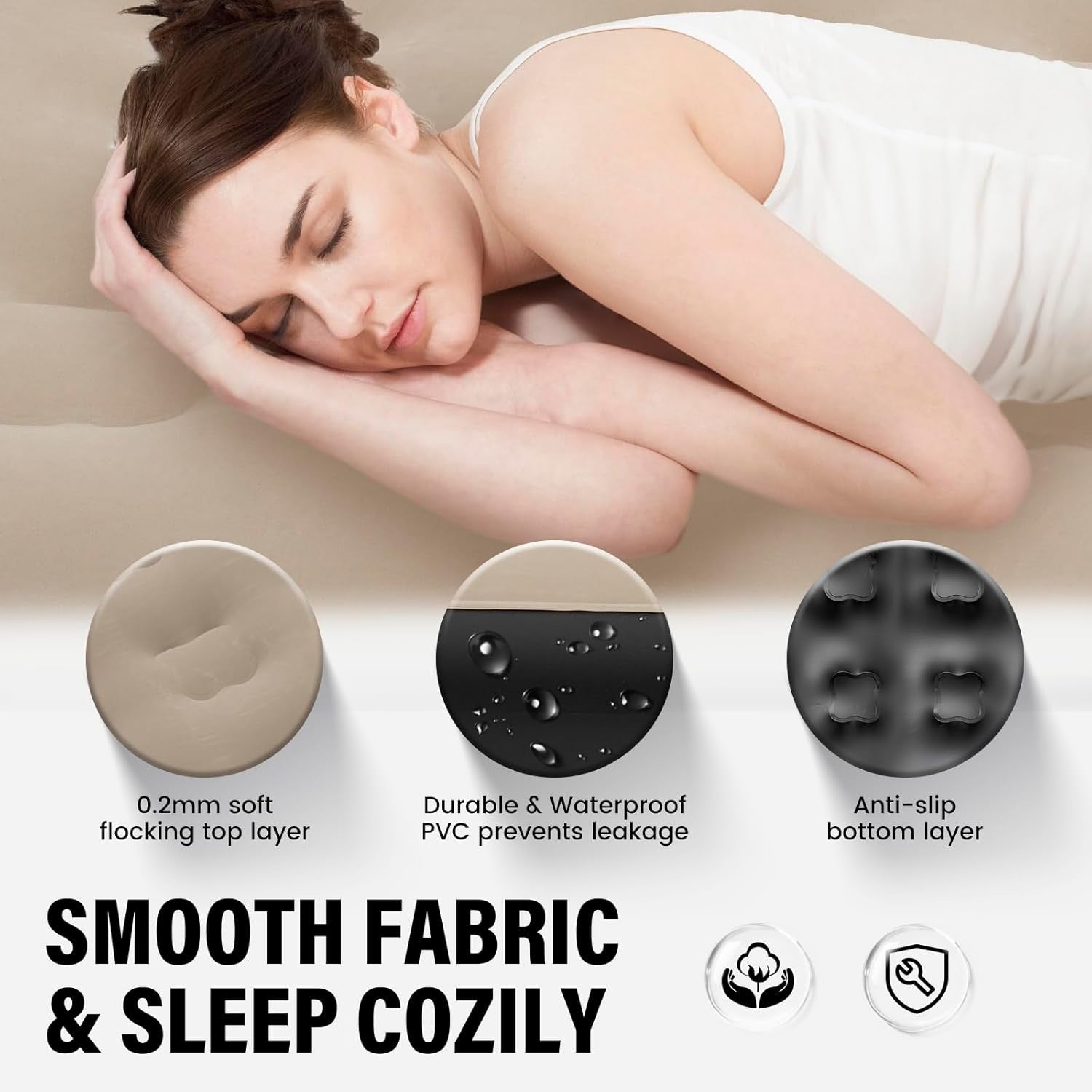 Single Self-Inflating Air Mattress with Built-In Pump – 190x98x25cm