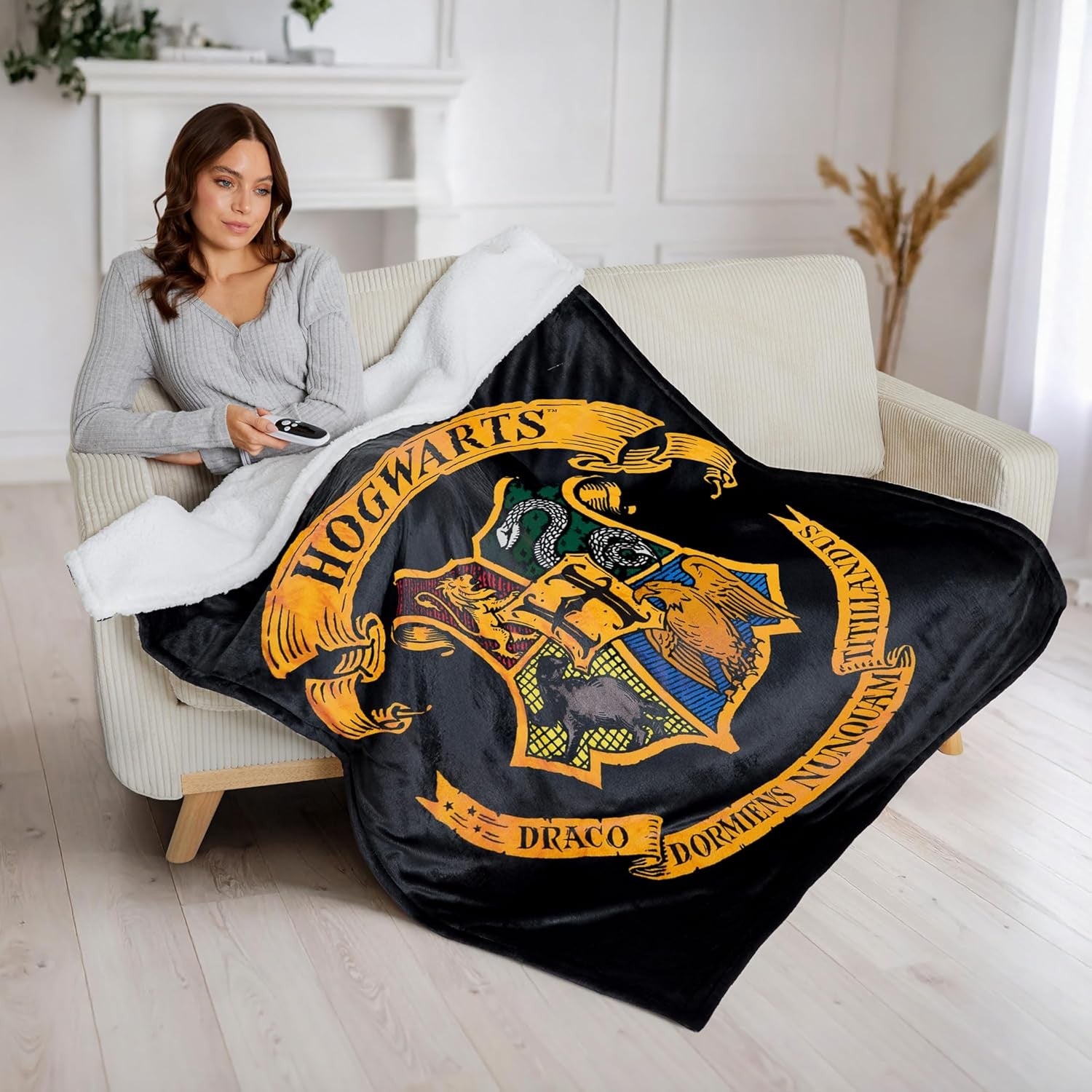 Single Electric Heated Throw Blanket 130x160cm Sherpa Fleece 9 Heat Timer