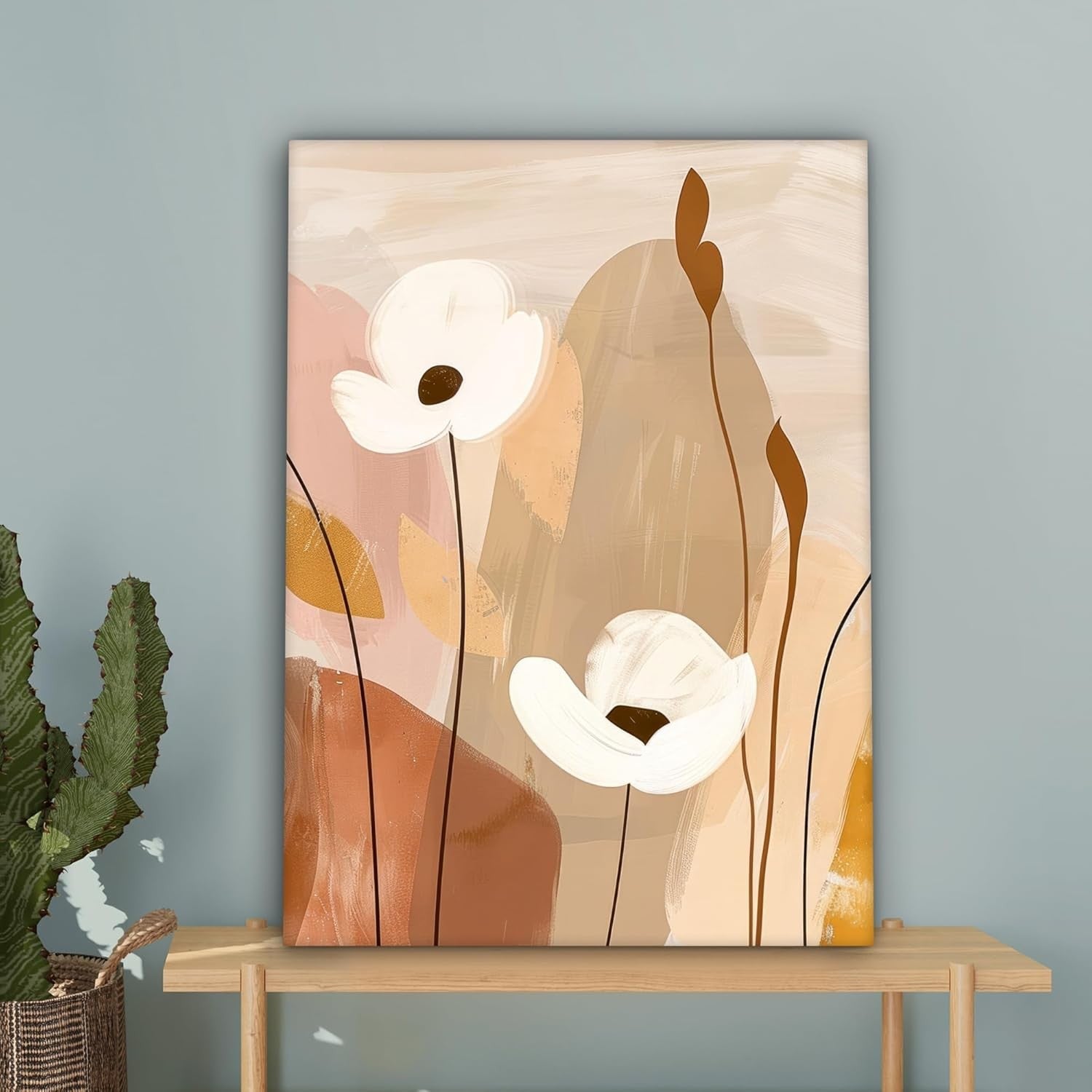 Abstract Flower Canvas Wall Art 50x70cm Framed Modern Decor