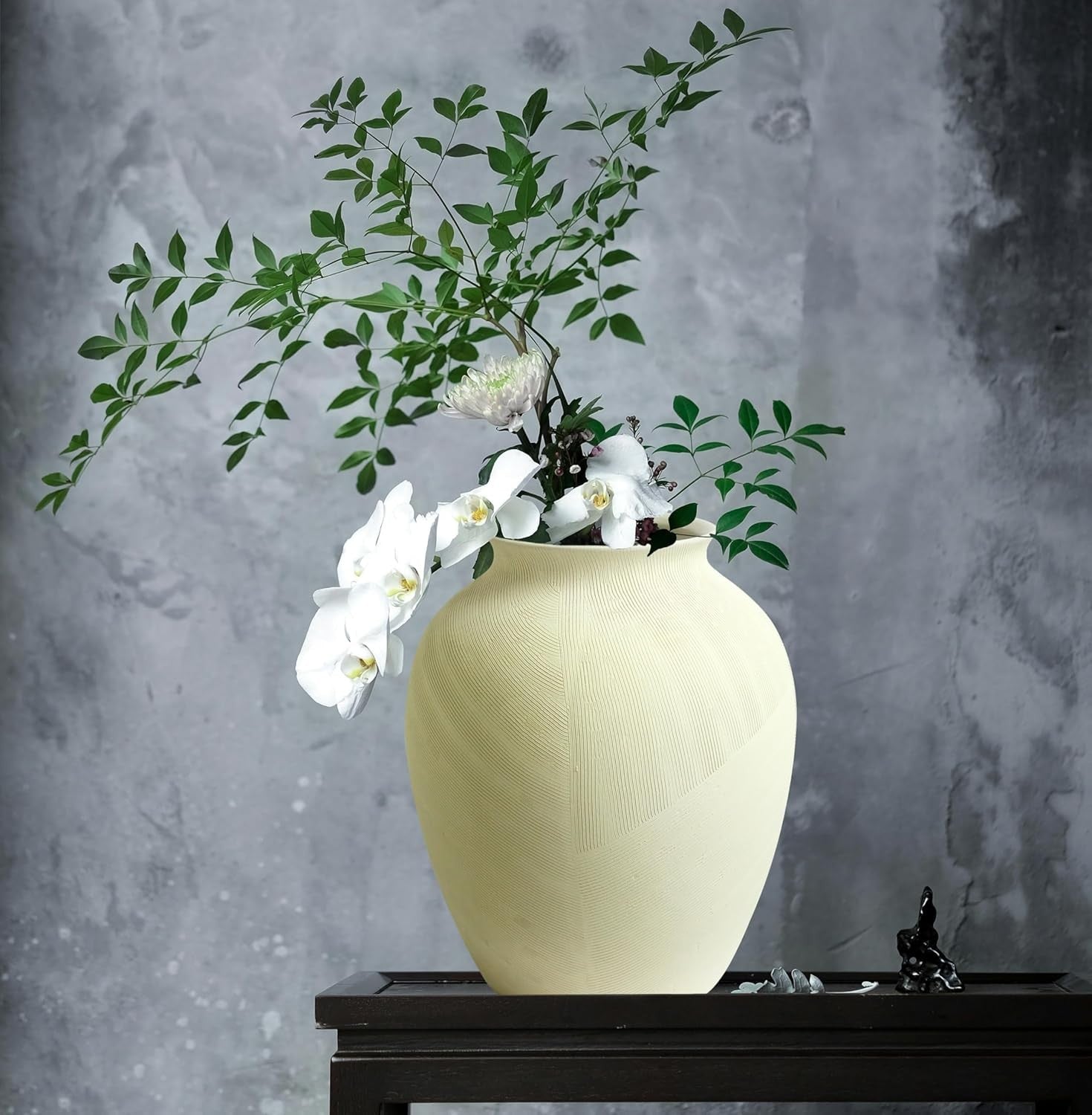 Large Ceramic Flower Vase 30cm Beige Modern Home Decor Table Centrepiece
