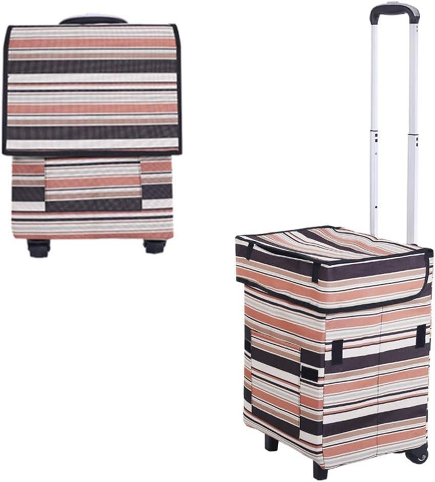 Collapsible Grocery Cart 41L Foldable Utility Trolley Waterproof Colour Stripes