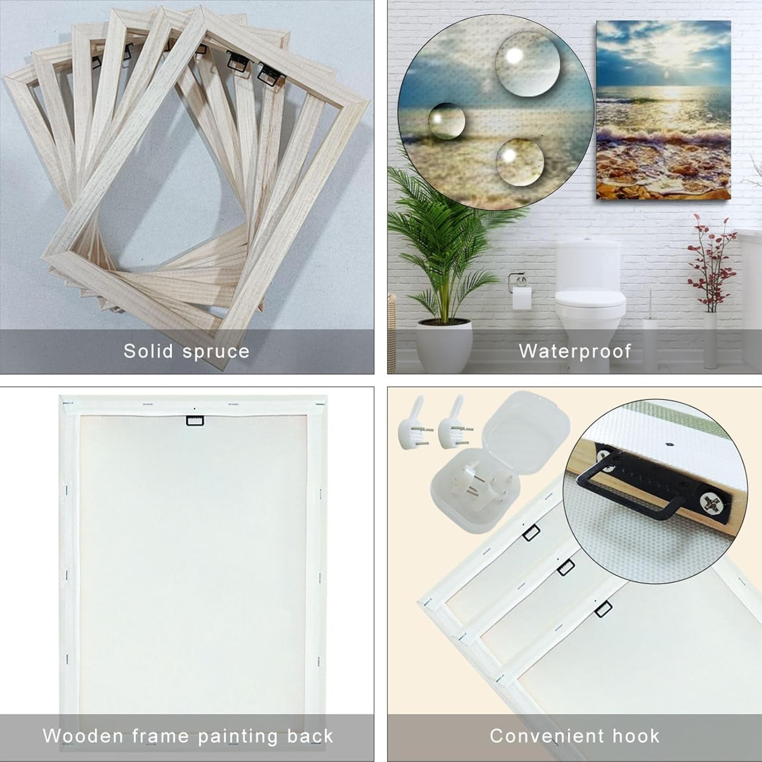 Sea Beach Wall Art Set of 3 Framed Canvas 12x16in Ocean Print