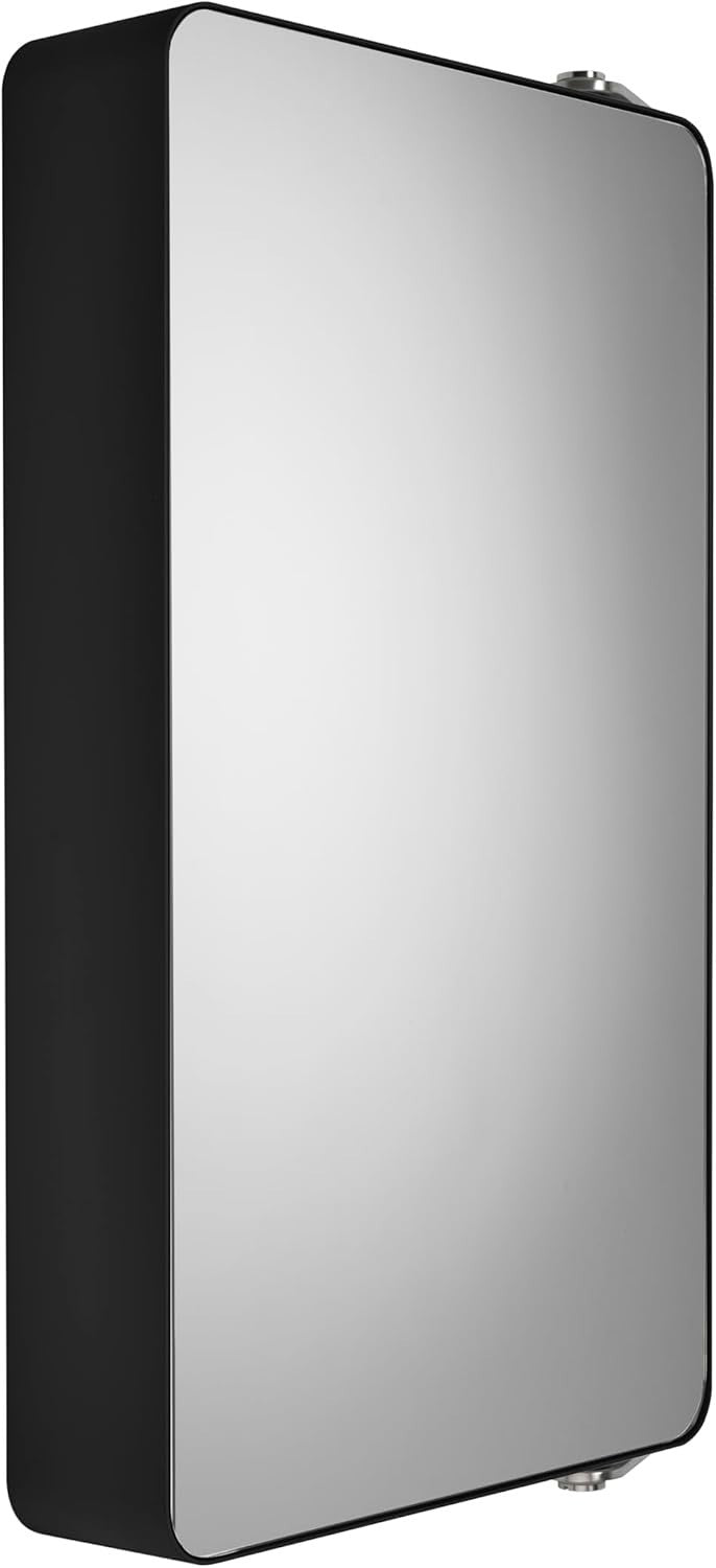 Rotating Bathroom Mirror Cabinet Wall Mounted with Storage Shelves