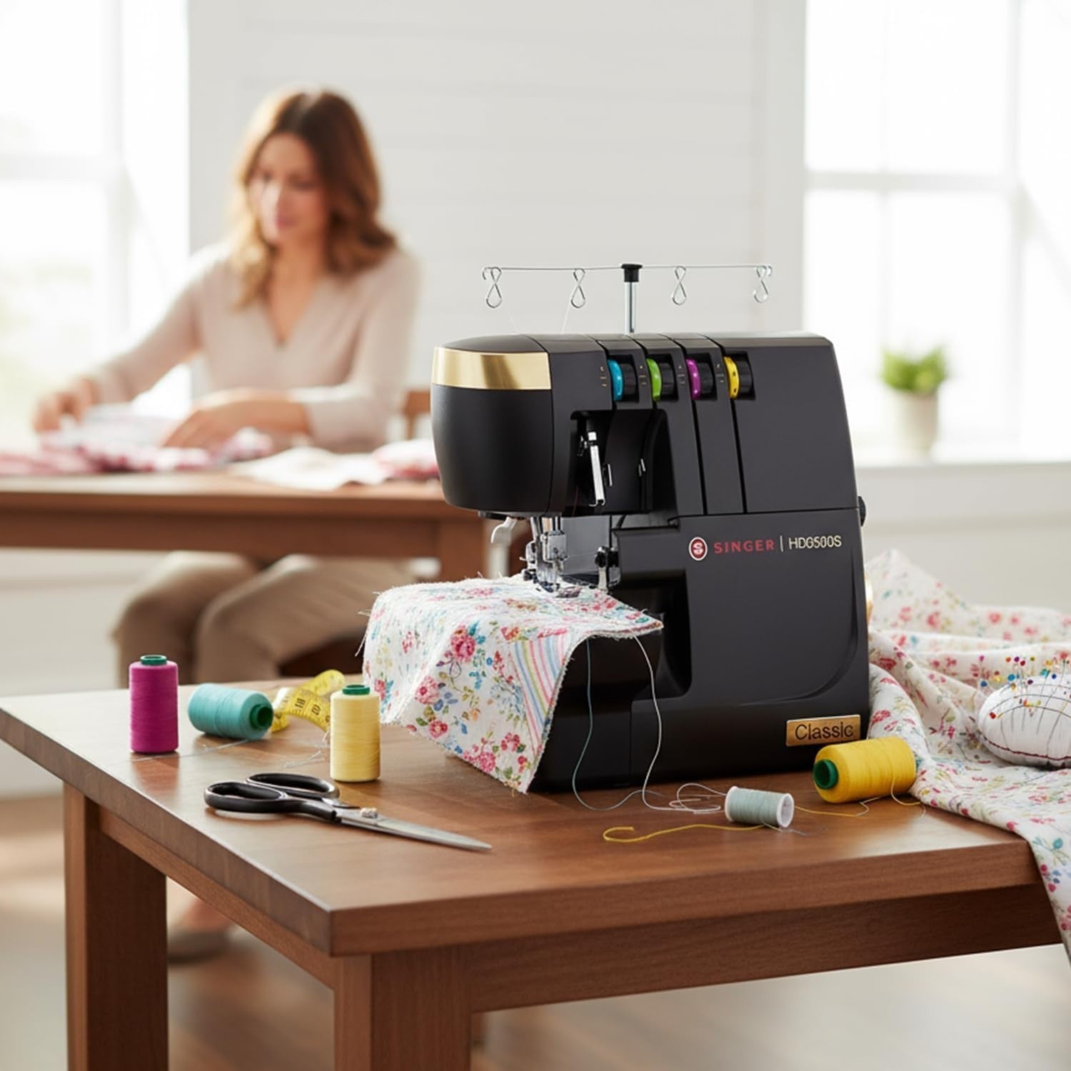 Heavy Duty Overlock Serger Machine 2 3 4 Thread 1300 SPM Black