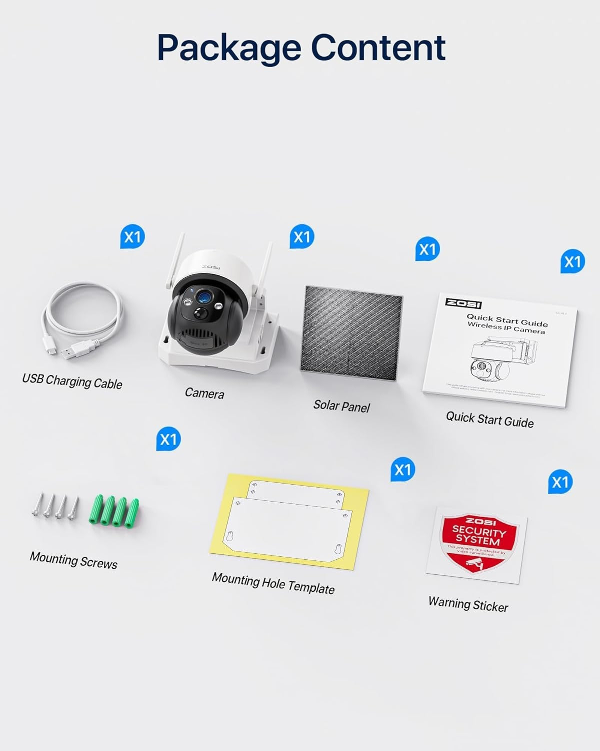4MP Solar Security Camera Wireless PTZ Color Night Vision 32GB