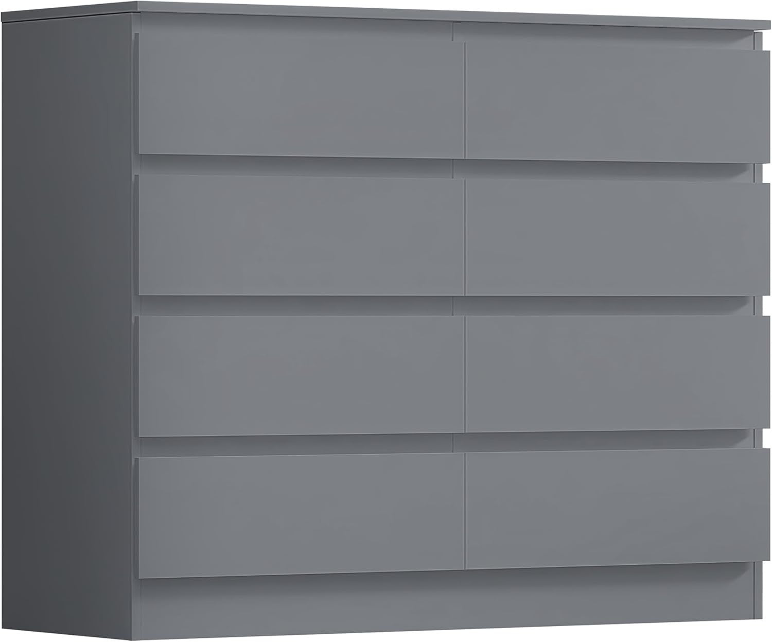 8 Drawer Chest of Drawers Grey Wide Storage Unit for Bedroom Clothes