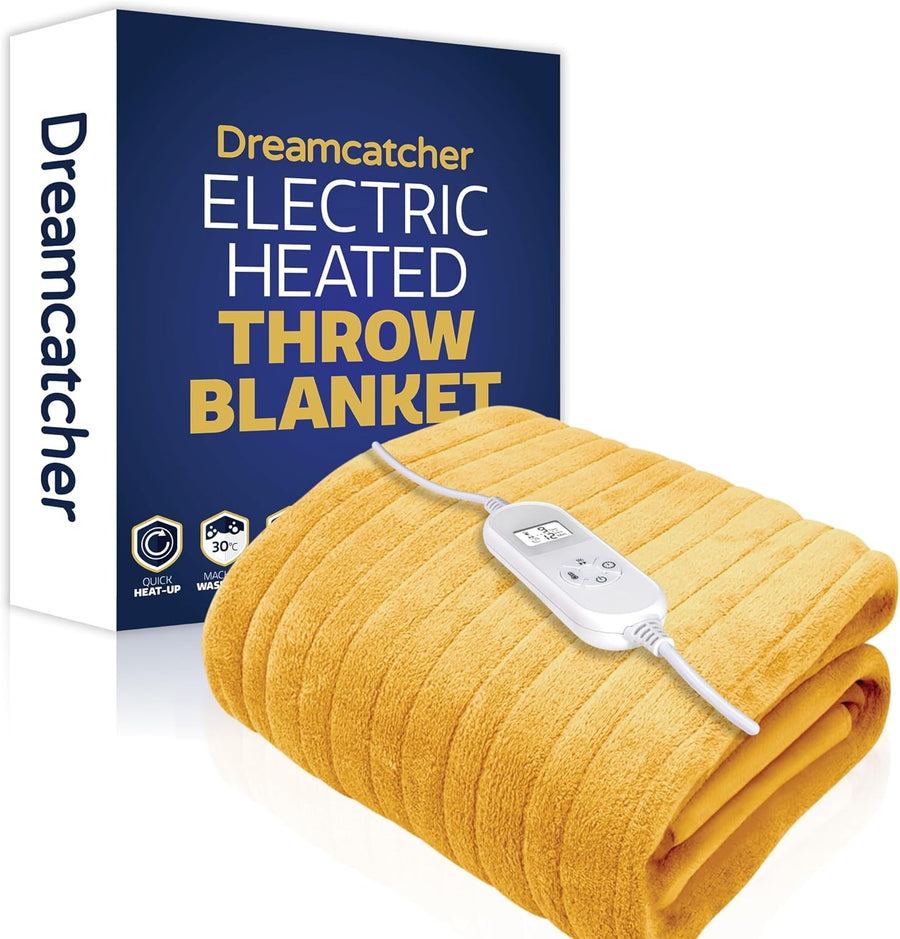 Electric Heated Throw Blanket 160x120cm Soft Fleece 9 Heat Timer