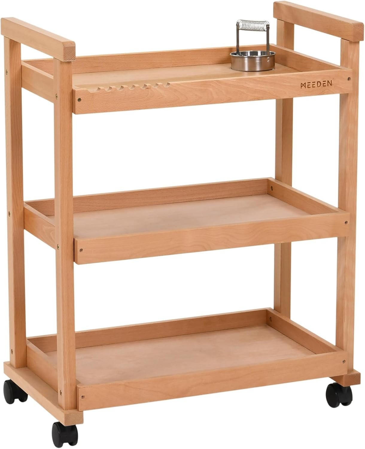 3 Tier Wooden Art Storage Cart Rolling Studio Trolley with Wheels