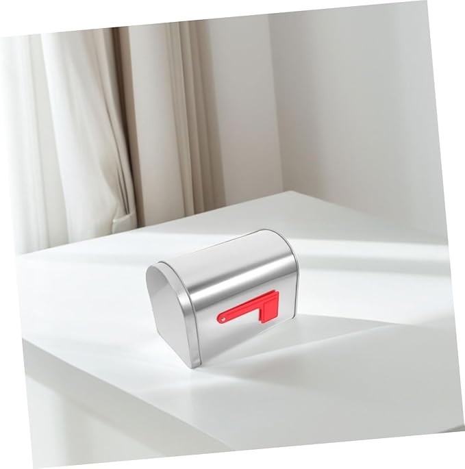 Silver Tin Mailbox Storage Box – Decorative Organizer for Cards, Candy, Letters