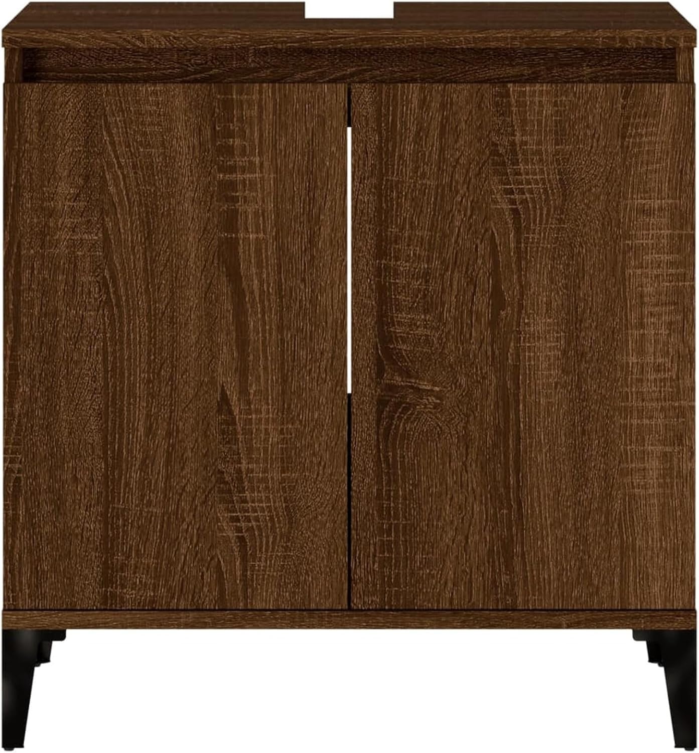 Brown Oak Bathroom Sink Cabinet | Under Sink Storage Unit 58x33x60cm