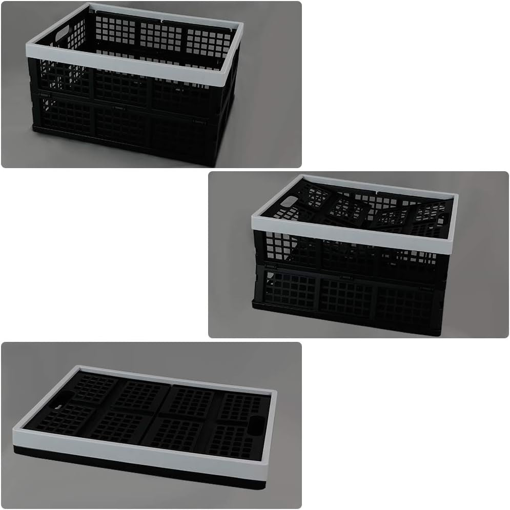 3 Pack Collapsible Storage Crates Foldable Plastic Boxes