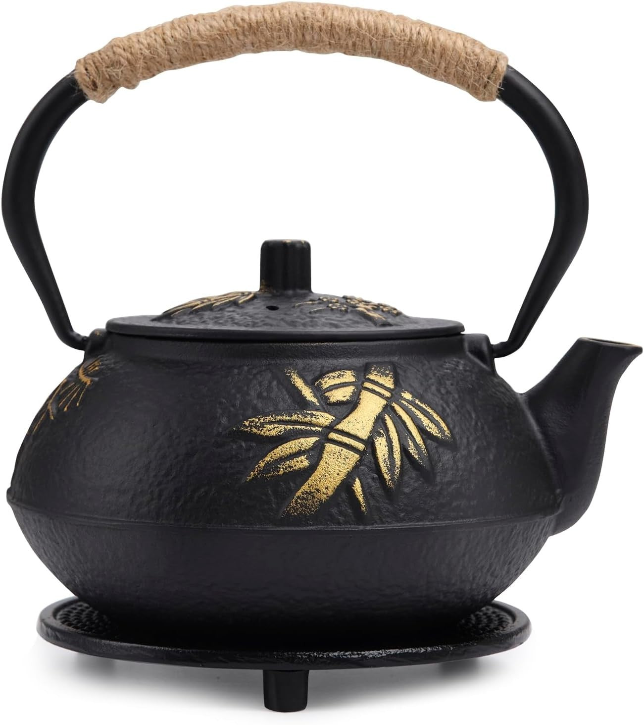 Cast Iron Teapot 0.9L Japanese Tea Kettle Infuser Strainer Black