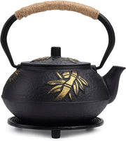 Cast Iron Teapot 0.9L Japanese Tea Kettle Infuser Strainer Black