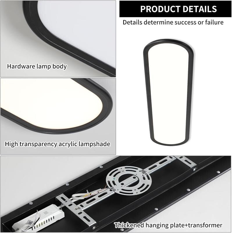 Ultra Thin LED Ceiling Light 100CM Remote Dimmable 48W Low Profile Lamp