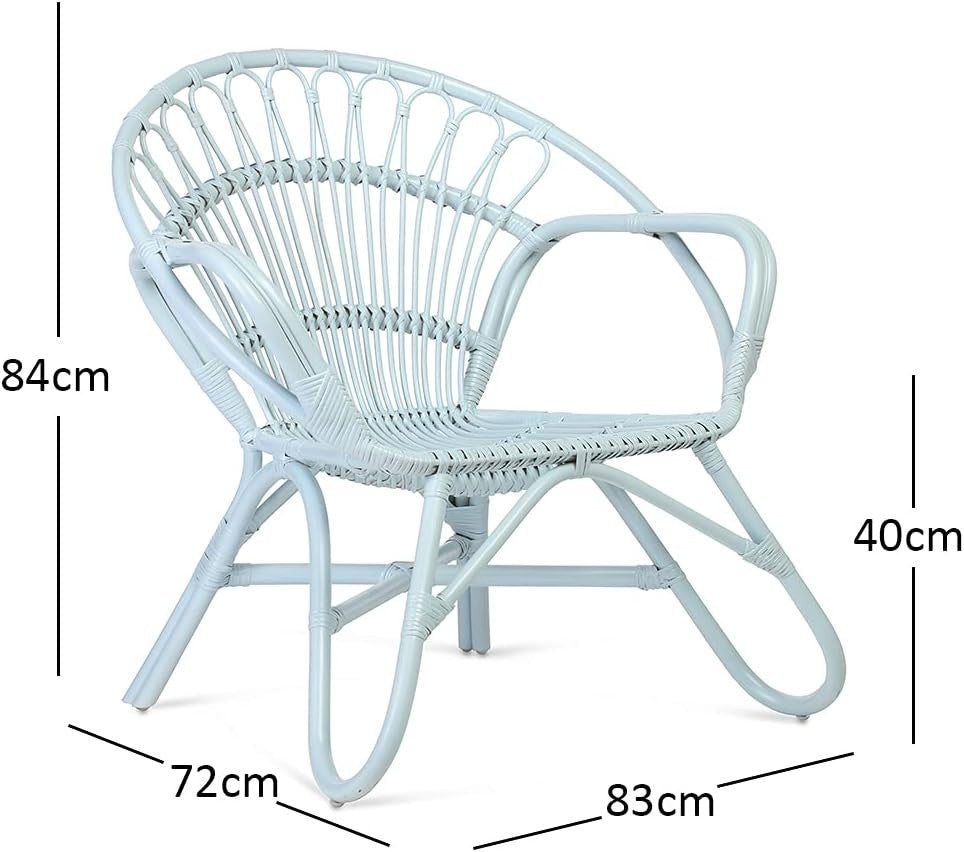 Blue Nordic Rattan Wicker Armchair Indoor Cane Lounge Chair Living Room