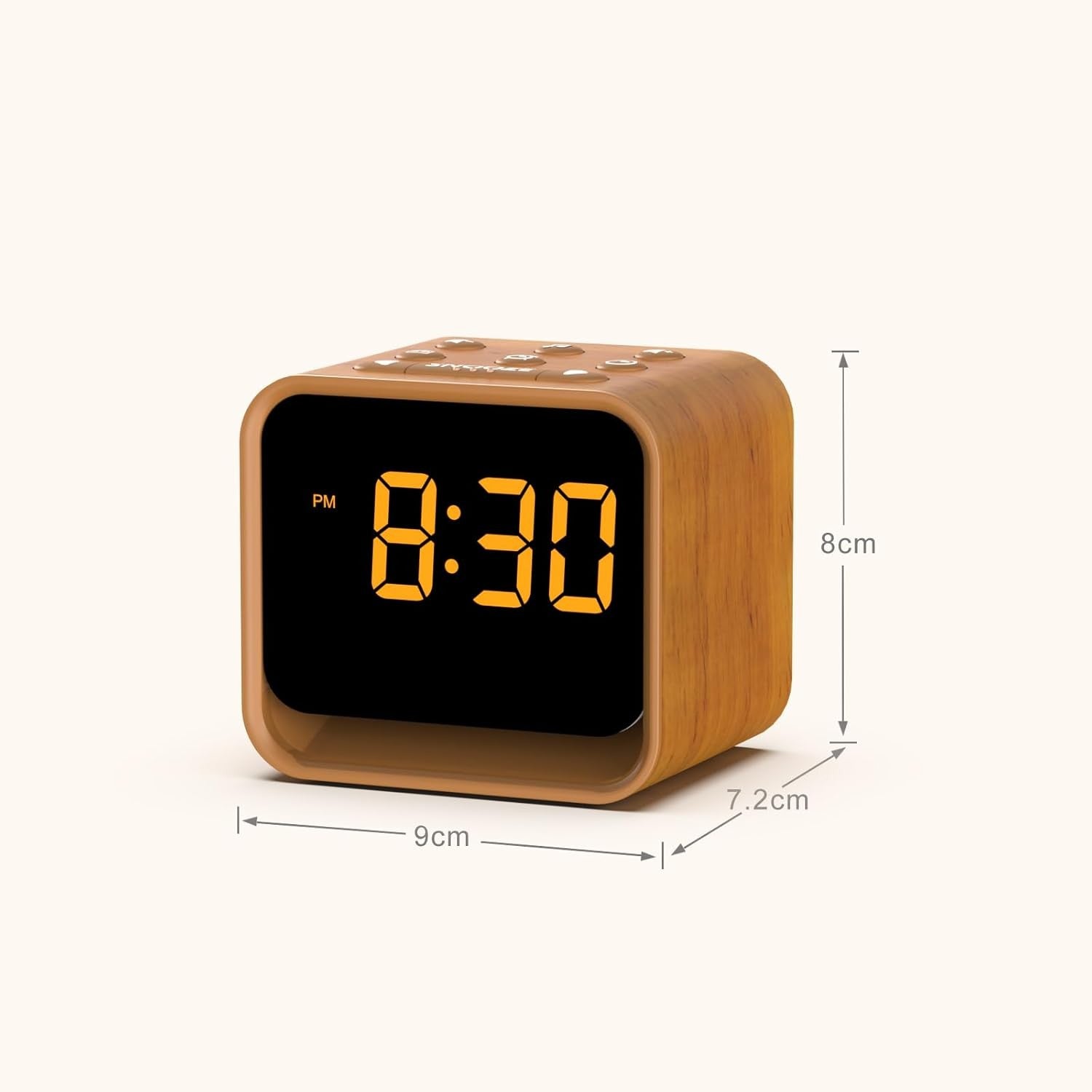 FM Radio Alarm Clock White Noise Dimmable Display Night Light Bedside