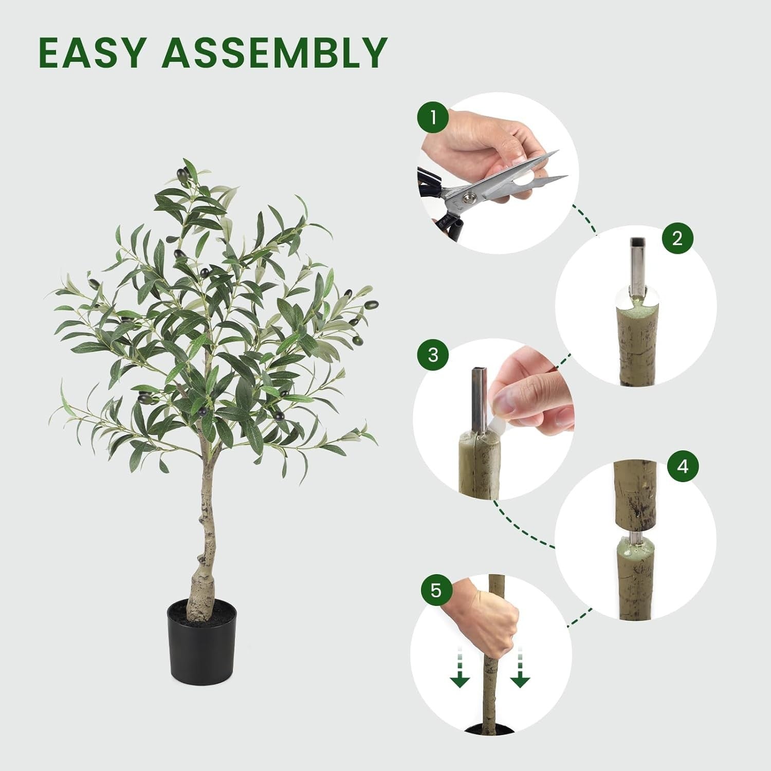3ft Artificial Olive Tree Faux Plant Indoor Decor Realistic Leaves Natural Trunk