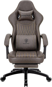 Gaming Chair Recliner with Footrest Massage Lumbar Brown PU Leather