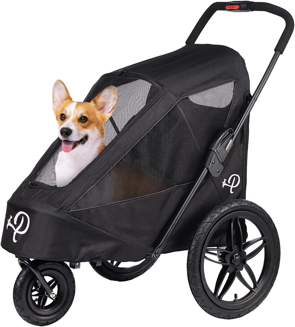 Dog Bike Trailer Jogger Stroller Large Foldable Air Tires Rain Cover