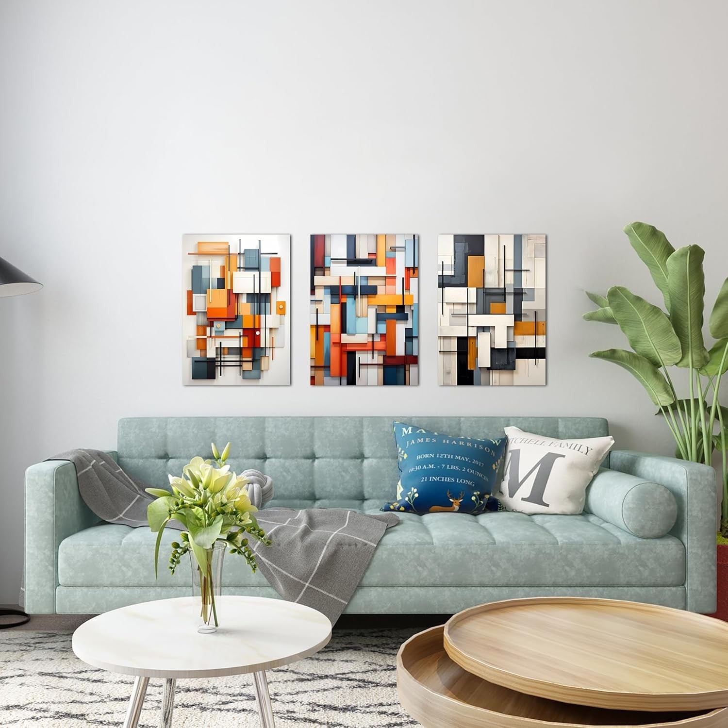 3 Panel Abstract Canvas Wall Art 60x40cm Framed Modern