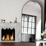 Oversized Arched Full Length Mirror 198x96cm Black Frame Floor Wall Lean