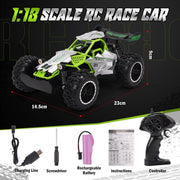 High Speed Off-Road RC Car 1:18 Scale LED Rechargeable Racing Toy for Kids