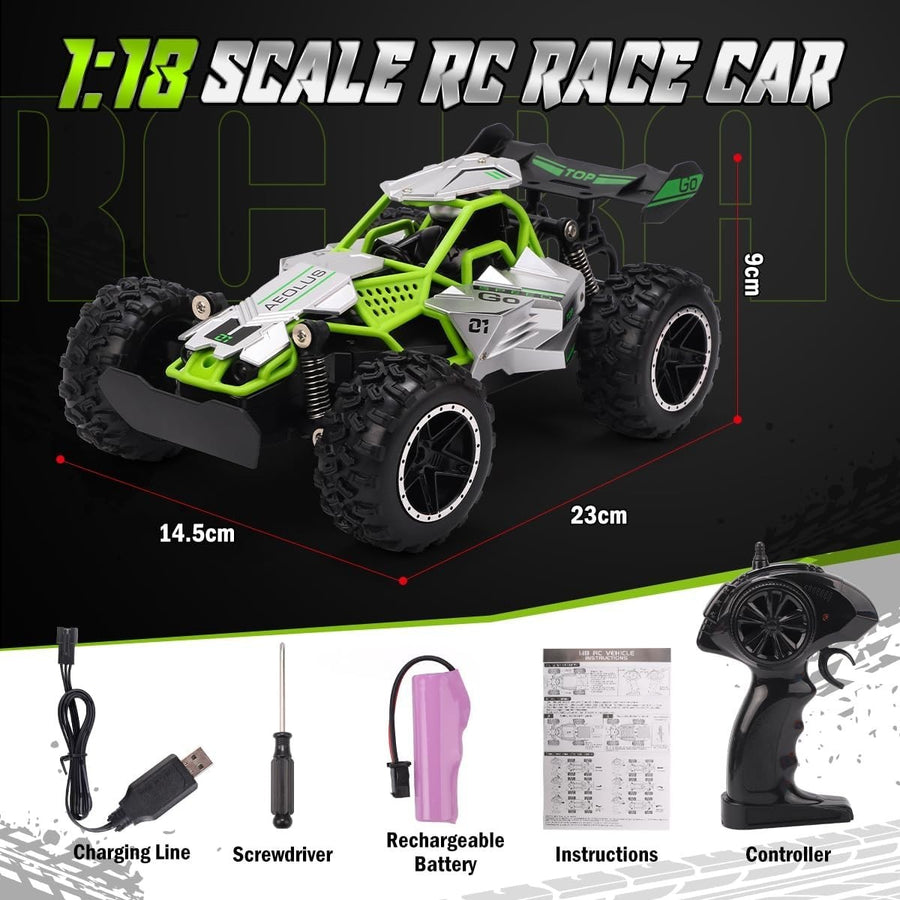 High Speed Off-Road RC Car 1:18 Scale LED Rechargeable Racing Toy for Kids
