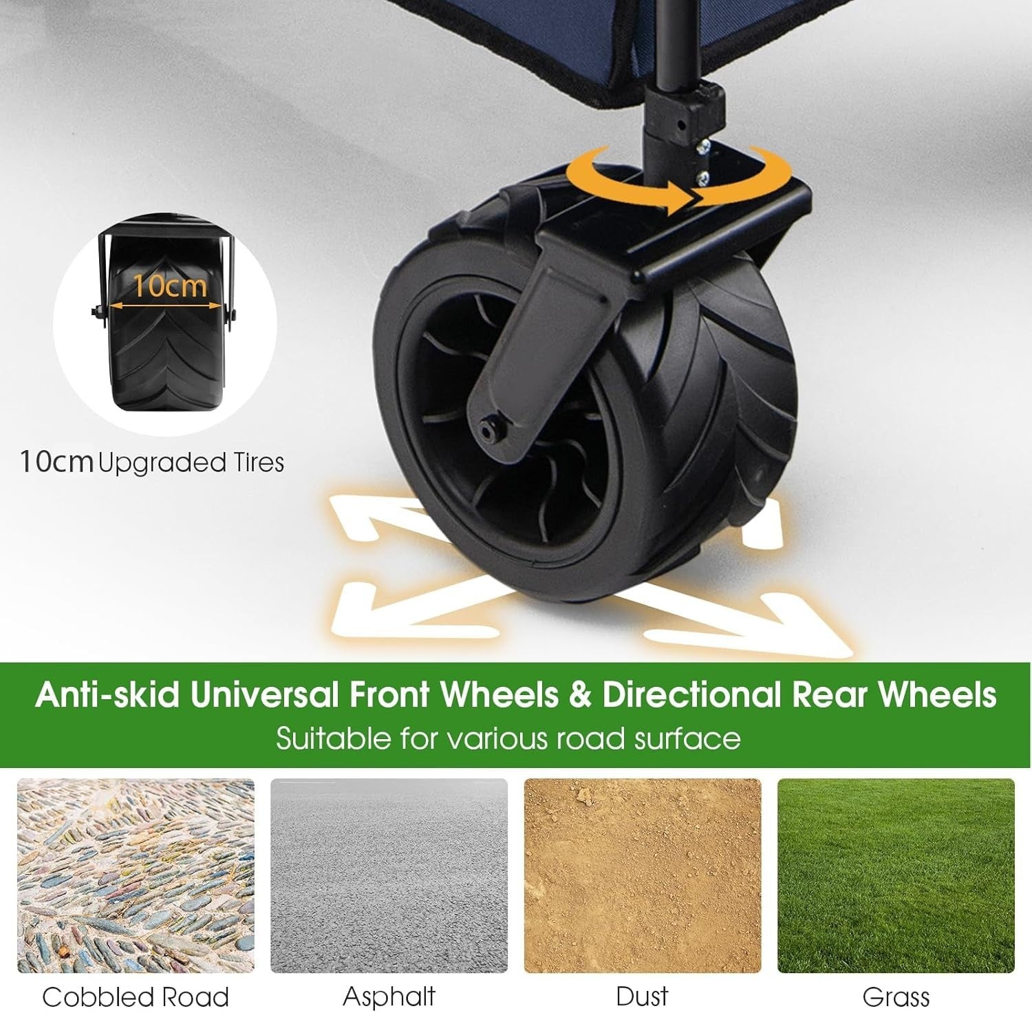 Blue Folding Camping Wagon Heavy Duty Collapsible Garden Cart Adjustable Handle