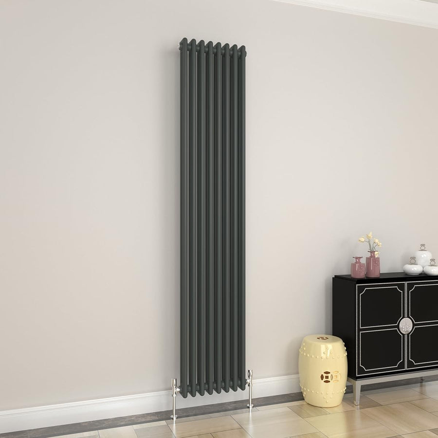Anthracite 2 Column Vertical Radiator 1800x380mm Modern Cast Iron