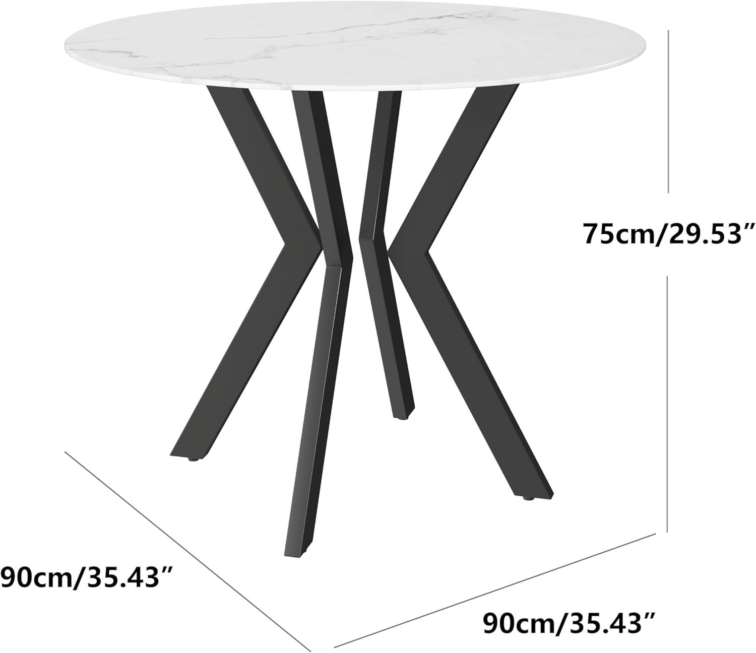 120cm Black Round Pedestal Dining Table Semi-Gloss Modern 4–6 Seater
