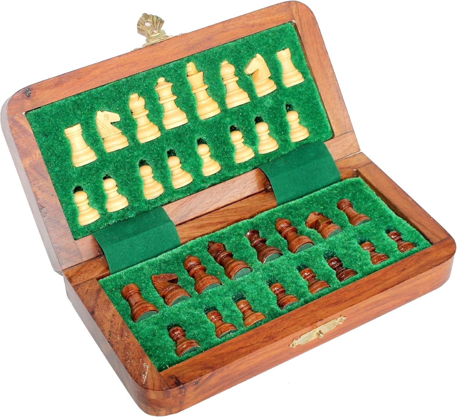 Mini Magnetic Wooden Chess Set 18×18cm Foldable Travel Board With Storage
