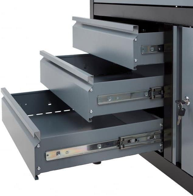 120cm Garage Workbench 1 Drawer + Double Cupboard 300kg Load Solid Wood Top