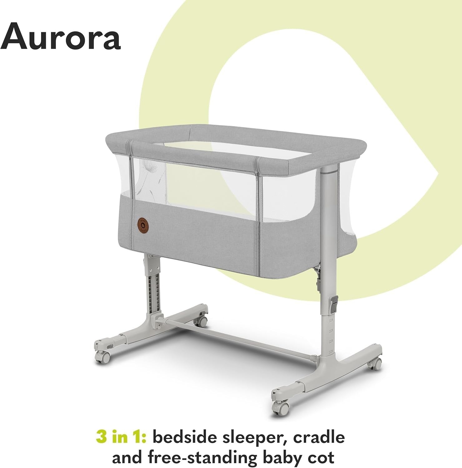 3in1 Baby Bedside Crib Co-Sleeper Cot with Mattress Adjustable Height Dark Grey
