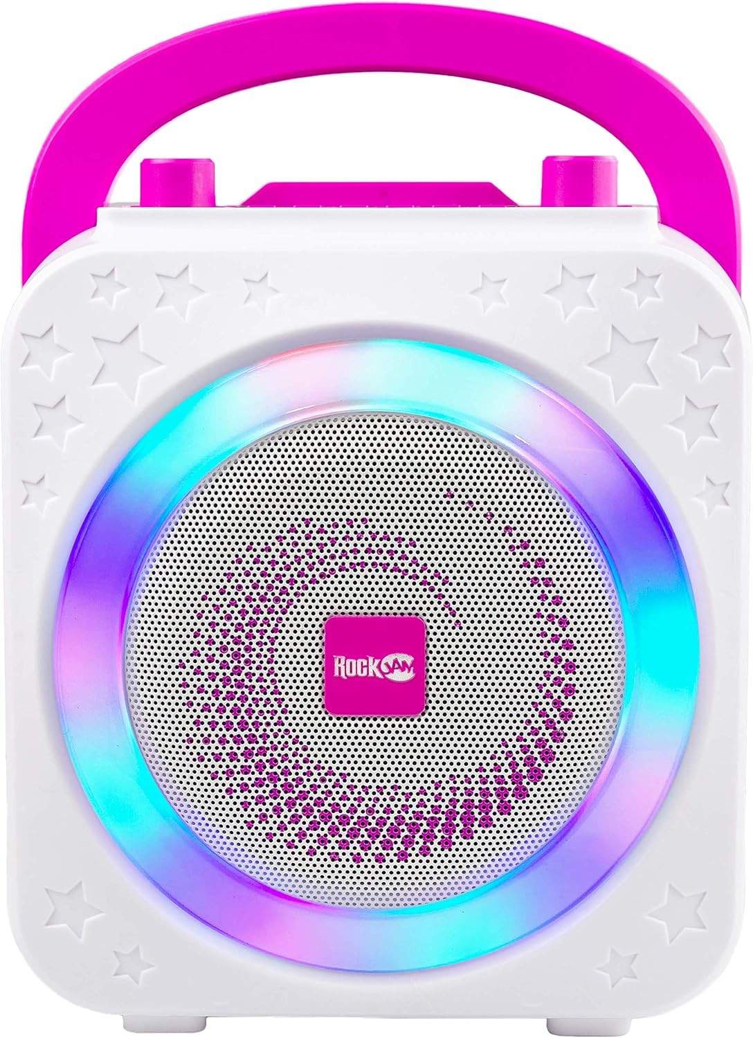 Bluetooth Karaoke Machine 10W with 2 Mics LED Party Speaker Pink