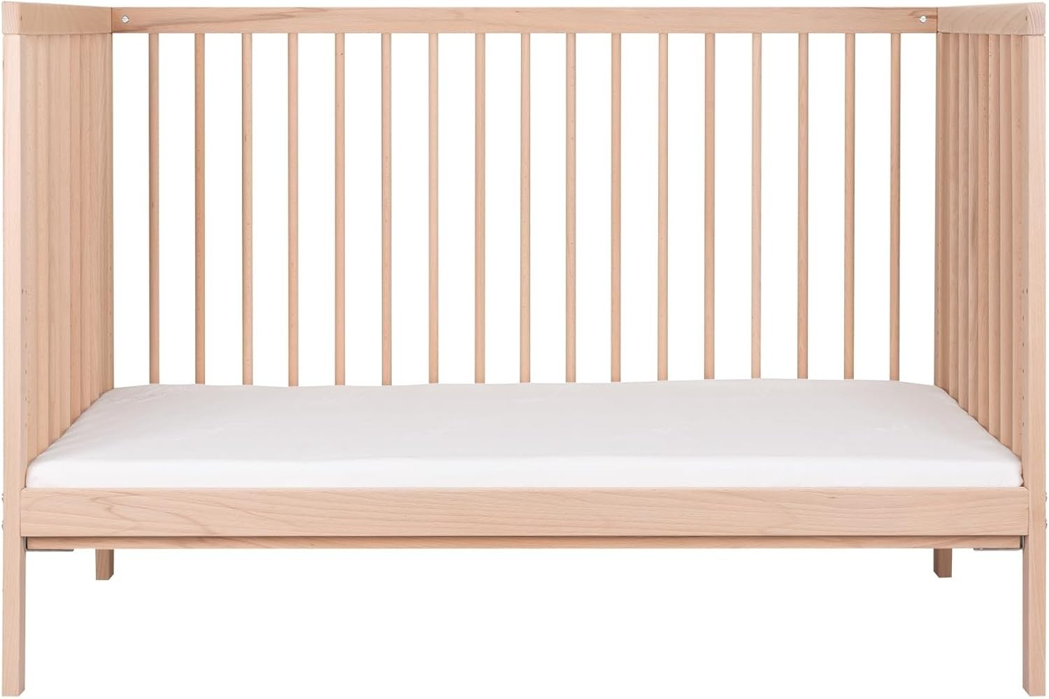 Space Saving Wooden Baby Cot Bed Adjustable Height Converts to Toddler Bed