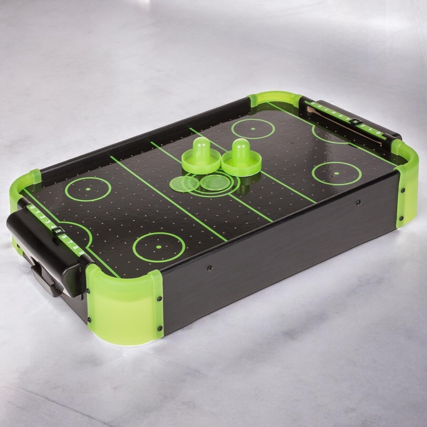 Glow in the Dark Tabletop Air Hockey Game Neon Arcade Fun
