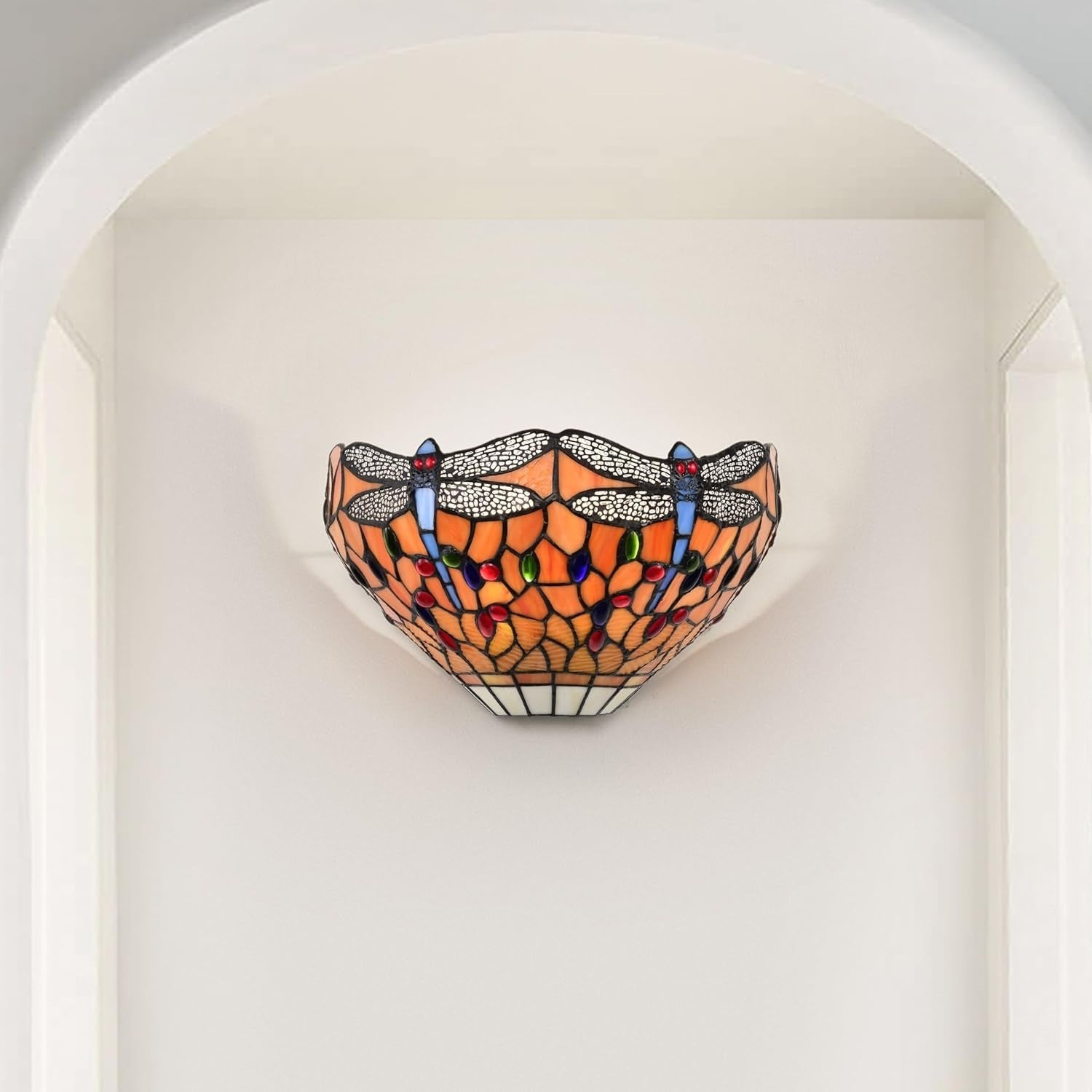 Tiffany Style Wall Light Stained Glass Sconce Vintage 7x13” Bedroom Lounge
