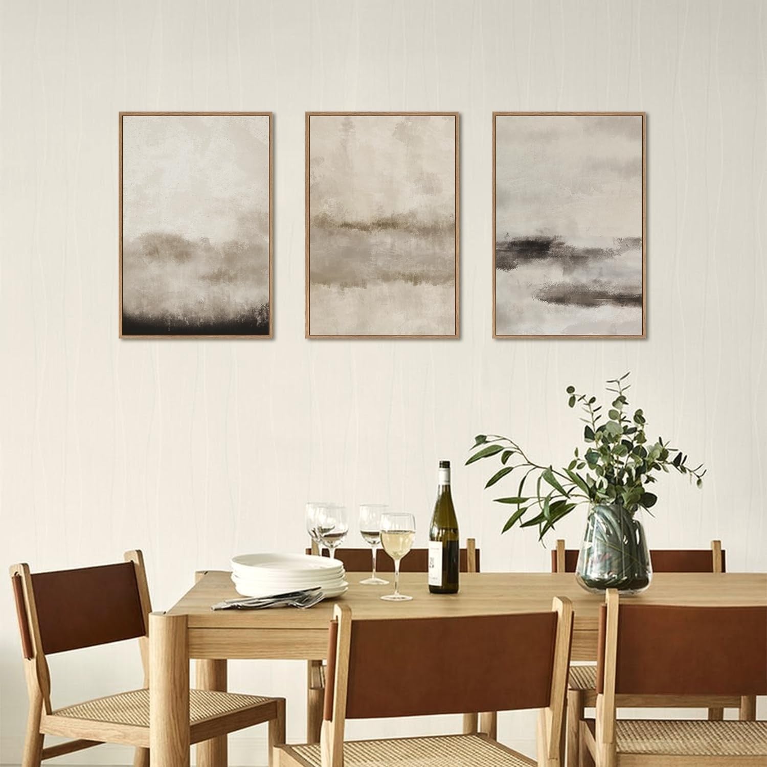 3 Panel Abstract Mountain Canvas Wall Art 30x40cm Framed Set