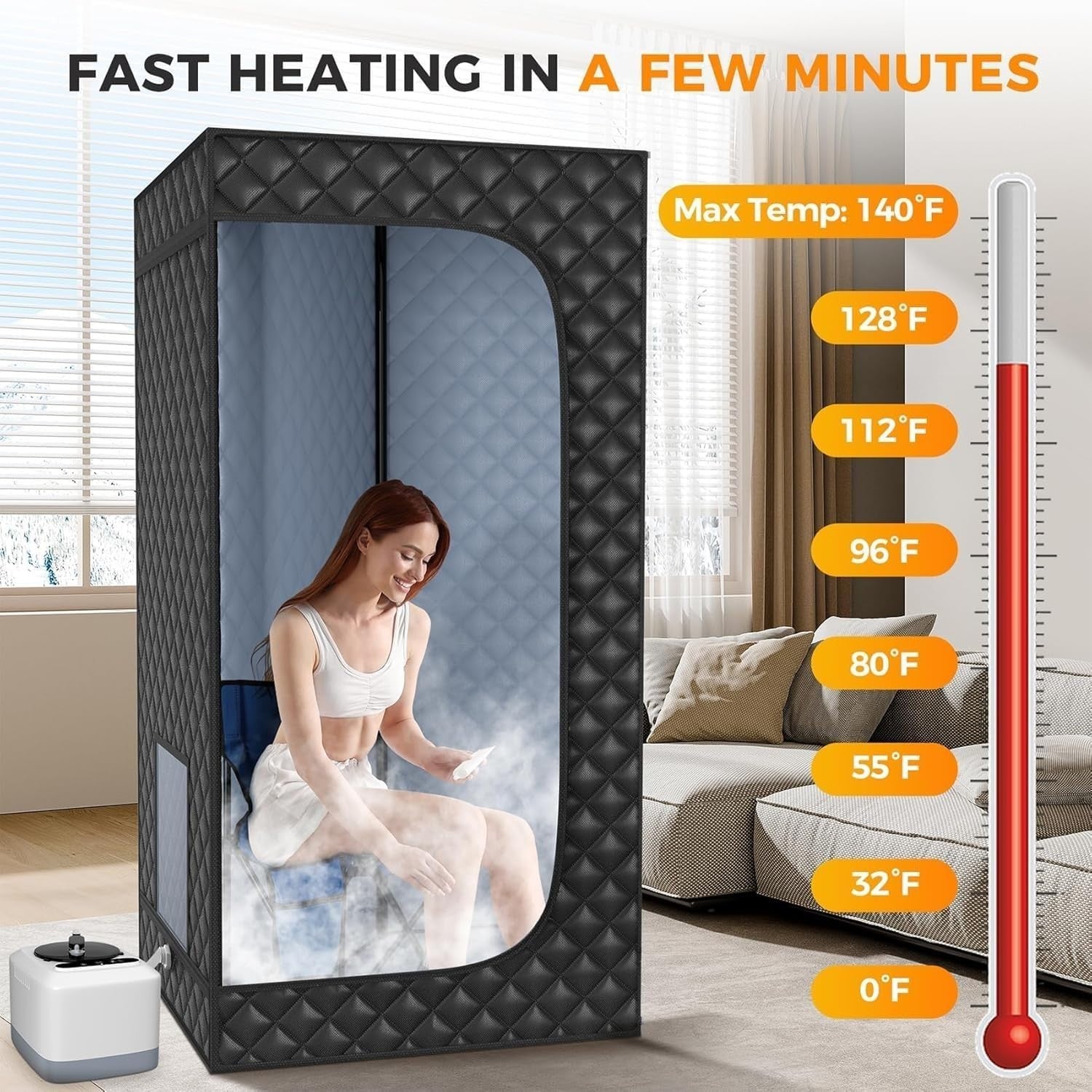Portable Steam Sauna Tent Home Spa 3L 1200W Fast Heat Foldable Full Body Detox